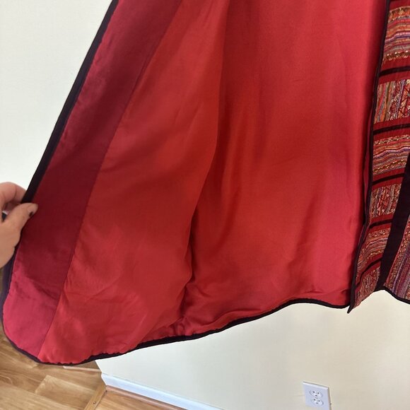 Coldwater Creek Womens Red Embroidered Jacket Large Pockets Ethnic Cotton - Picture 10 of 11